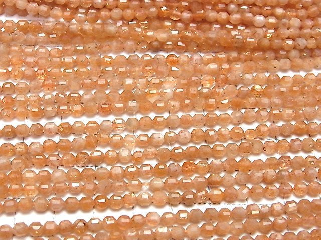 [Video] High Quality! Sunstone AA+ Double Point Faceted Tube 4x4mm 1strand beads (aprx.15inch / 37cm)