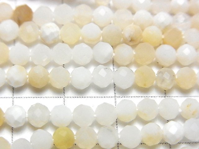 [Video] High Quality! Tanzania White Opal Faceted Round 4.5mm 1strand beads (aprx.15inch / 37cm)