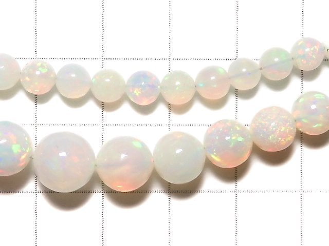 [Video] [One of a kind] Top Quality Precious Opal AAAAA Round 4.5-9mm Size Gradation 1strand beads (aprx.16inch / 40cm) NO.8