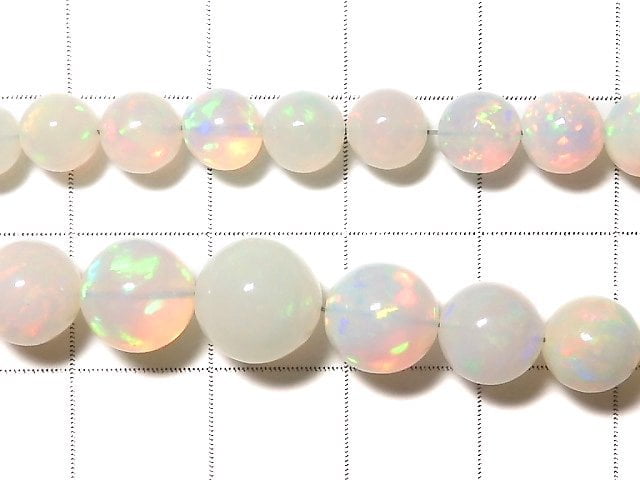 [Video] [One of a kind] Top Quality Precious Opal AAAAA Round 4.5-9mm Size Gradation 1strand beads (aprx.16inch / 40cm) NO.9