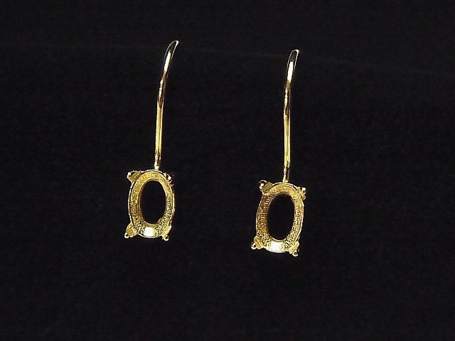 [Video]Silver925 Earwire Frame (Prong Setting)Oval Faceted 6x4mm 18KGP 1pair