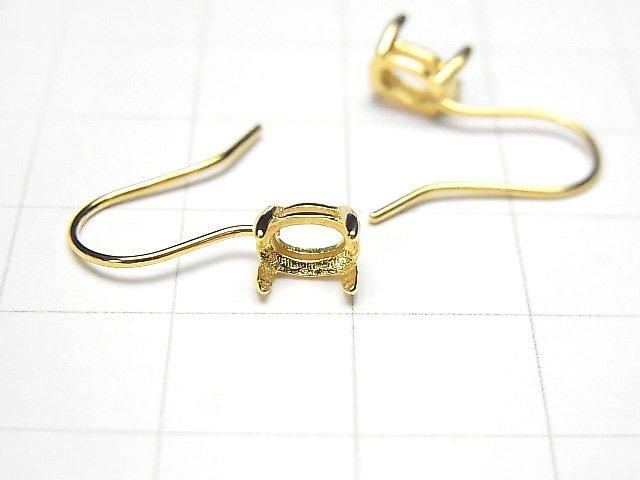 [Video]Silver925 Earwire Frame (Prong Setting)Oval Faceted 6x4mm 18KGP 1pair