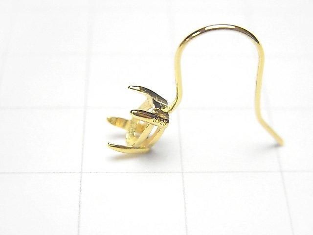 [Video]Silver925 Earwire Frame (Prong Setting)Oval Faceted 6x4mm 18KGP 1pair