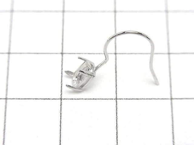 [Video]Silver925 Earwire Frame (Prong Setting )Oval Faceted 6x4mm Rhodium Plated 1pair
