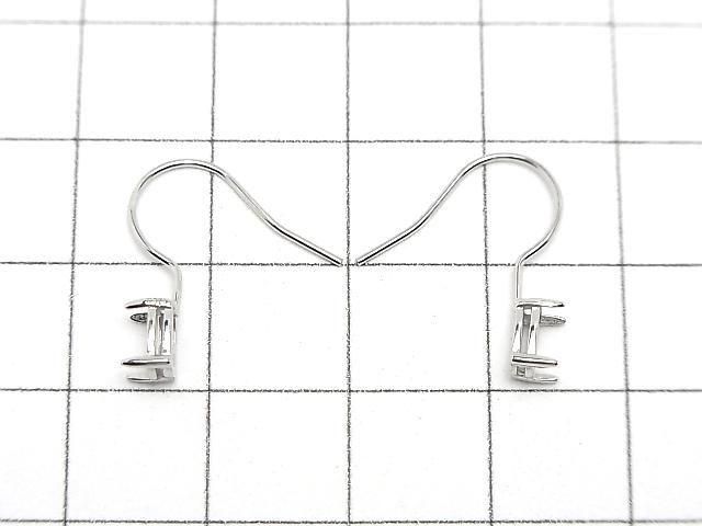 [Video]Silver925 Earwire Frame (Prong Setting )Oval Faceted 6x4mm Rhodium Plated 1pair