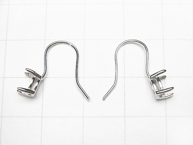 [Video] Silver925 Earwire Frame (Prong Setting) Oval Faceted 6x4mm Rhodium Plated 1pair