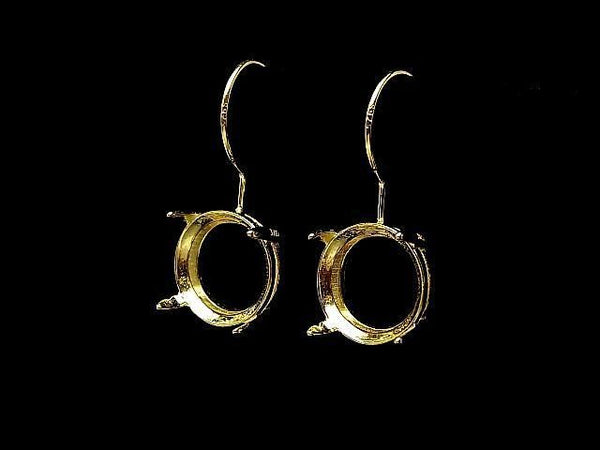 [Video]Silver925 Earwire Frame (Prong Setting)Round Faceted 10x10mm 18KGP 1pair