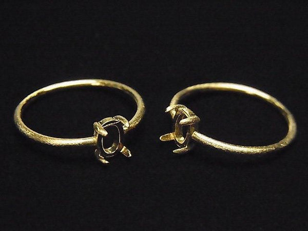 [Video]Silver925 Ring Frame (Prong Setting) Oval 6x4mm Hairline 18KGP 1pc