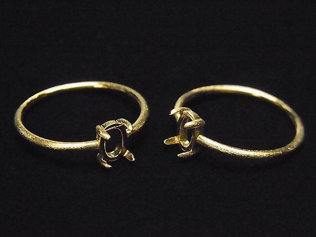 [Video]Silver925 Ring Frame (Prong Setting) Oval 6x4mm Hairline 18KGP 1pc