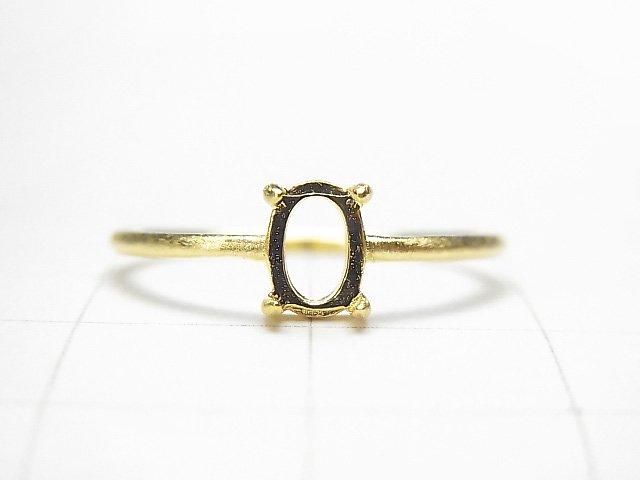 [Video] Silver925 Ring Frame (Prong Setting) Oval 6x4mm Hairline 18KGP 1pc