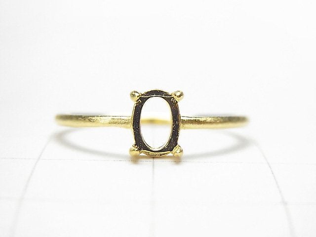 [Video]Silver925 Ring Frame (Prong Setting) Oval 6x4mm Hairline 18KGP 1pc
