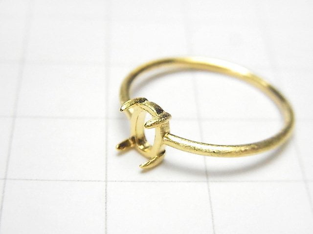 [Video]Silver925 Ring Frame (Prong Setting) Oval 6x4mm Hairline 18KGP 1pc