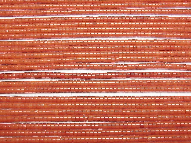 [Video] Red Coral (Dyed) Rondelle (Heishi) 3x3x2mm 1strand beads (aprx.15inch/38cm)