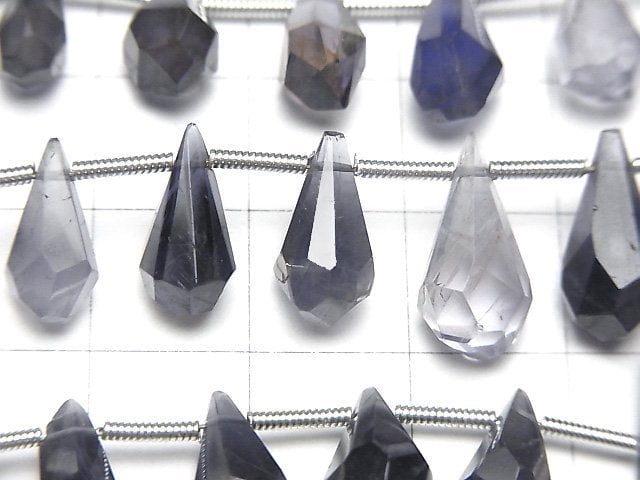 [Video] Iolite AA++ Rough Drop Faceted Briolette half or 1strand beads (aprx.6inch/14cm)