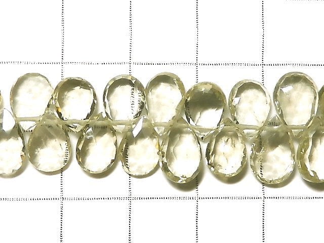 [Video] [One of a kind] High Quality Green Beryl AAA- Pear shape Faceted Briolette Color Gradation 1strand beads (aprx.7inch / 17cm) NO.1