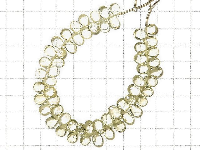 [Video] [One of a kind] High Quality Green Beryl AAA- Pear shape Faceted Briolette Color Gradation 1strand beads (aprx.7inch / 17cm) NO.1