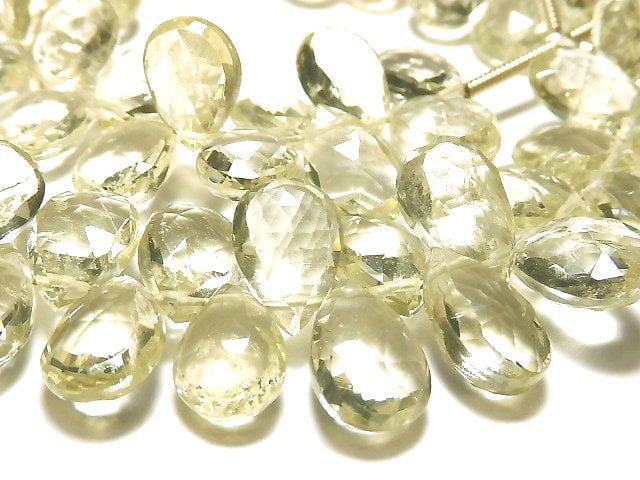 [Video] [One of a kind] High Quality Green Beryl AAA- Pear shape Faceted Briolette Color Gradation 1strand beads (aprx.7inch / 17cm) NO.1