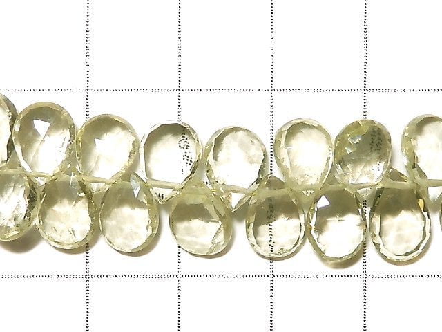 [Video] [One of a kind] High Quality Green Beryl AAA- Pear shape Faceted Briolette Color Gradation 1strand beads (aprx.7inch / 17cm) NO.2