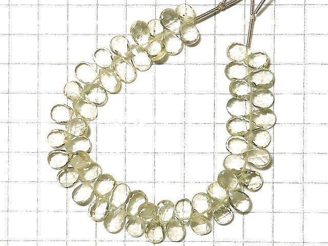 [Video] [One of a kind] High Quality Green Beryl AAA- Pear shape Faceted Briolette Color Gradation 1strand beads (aprx.7inch / 17cm) NO.2