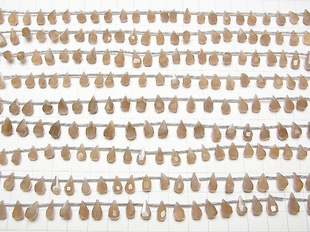 [Video] High Quality Brown Moonstone AAA- Rough Drop Faceted Briolette 1strand beads (aprx.7inch / 18cm)