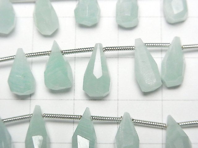 [Video] Amazonite AA+ Rough Drop Faceted Briolette 1strand beads (aprx.7inch / 18cm)