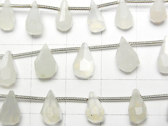 [Video] White Moonstone AAA Rough Drop Faceted Briolette 1strand beads (aprx.7inch / 18cm)