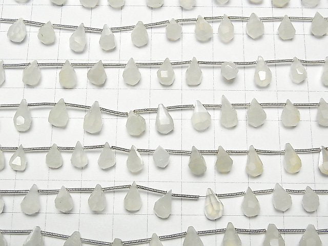 [Video] White Moonstone AAA Rough Drop Faceted Briolette 1strand beads (aprx.7inch / 18cm)