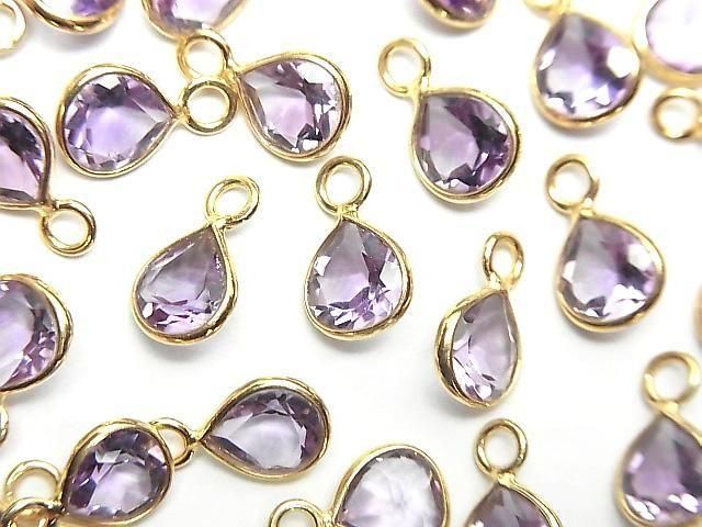 [Video]High Quality Amethyst AAA Bezel Setting Chestnut Faceted 7x7mm 18KGP 3pcs