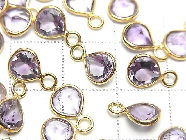 [Video]High Quality Amethyst AAA Bezel Setting Chestnut Faceted 7x7mm 18KGP 3pcs