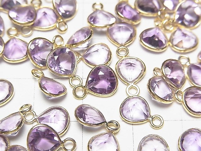 [Video] High Quality Amethyst AAA Bezel Setting Chestnut Faceted 7x7mm 18KGP 4pcs