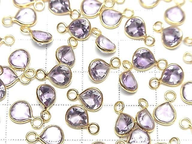 [Video]High Quality Amethyst AAA Bezel Setting Chestnut Faceted 7x7mm 18KGP 3pcs
