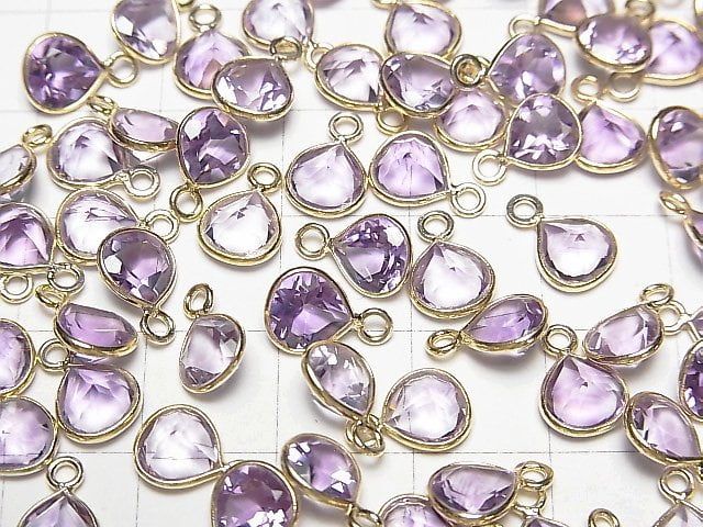 [Video] High Quality Amethyst AAA Bezel Setting Chestnut Faceted 7x7mm 18KGP 4pcs