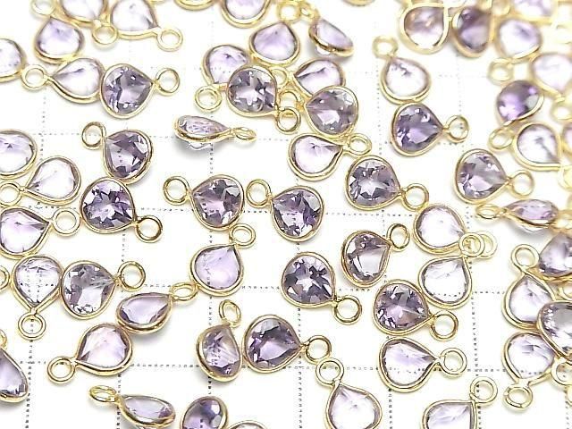 [Video]High Quality Amethyst AAA Bezel Setting Chestnut Faceted 7x7mm 18KGP 3pcs