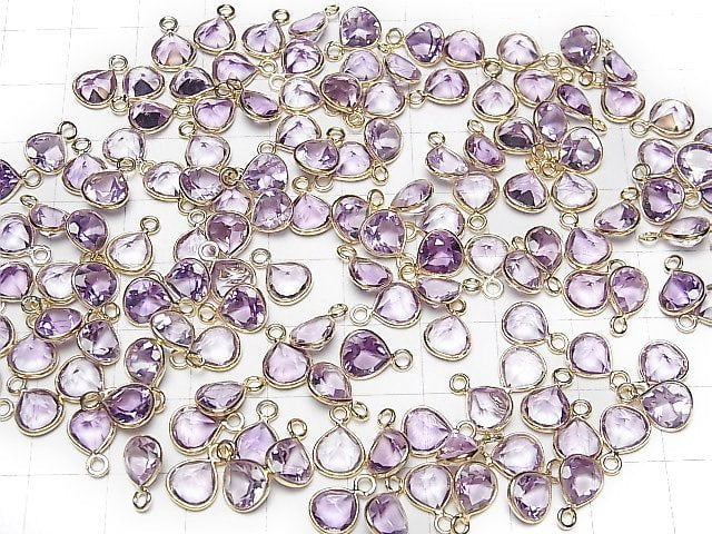 [Video] High Quality Amethyst AAA Bezel Setting Chestnut Faceted 7x7mm 18KGP 4pcs