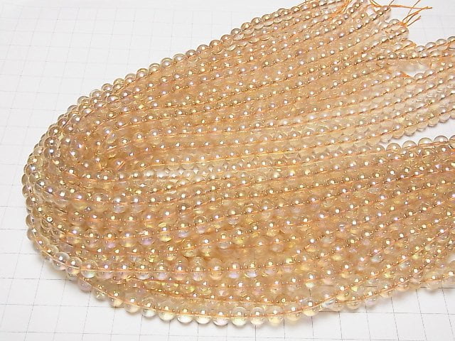 [Video] Flash Citrine Round 6mm 1strand beads (aprx.15inch / 36cm)