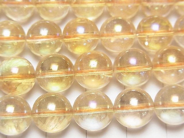 [Video] Flash Citrine Round 10mm half or 1strand beads (aprx.15inch / 36cm)