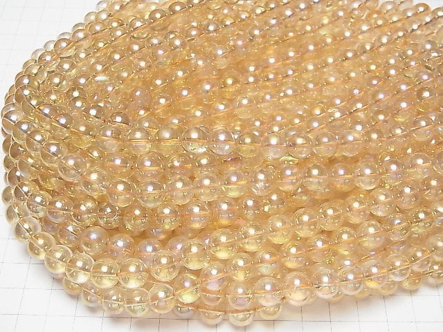 [Video] Flash Citrine Round 10mm half or 1strand beads (aprx.15inch / 36cm)