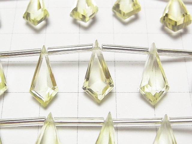 [Video] High Quality Lemon Quartz AAA Deformation Diamond Faceted 17x9mm 1strand (9pcs)