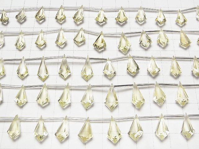 [Video] High Quality Lemon Quartz AAA Deformation Diamond Faceted 17x9mm 1strand (9pcs)