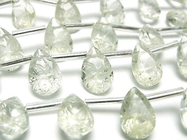 [Video] High Quality Green Amethyst AAA Carved Pear Shape Faceted 12x8mm 1 Strand (8pcs)