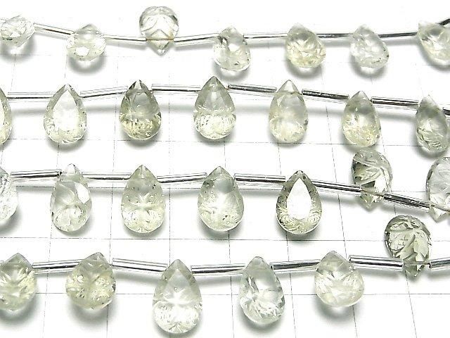 [Video] High Quality Green Amethyst AAA Carved Pear Shape Faceted 12x8mm 1 Strand (8pcs)