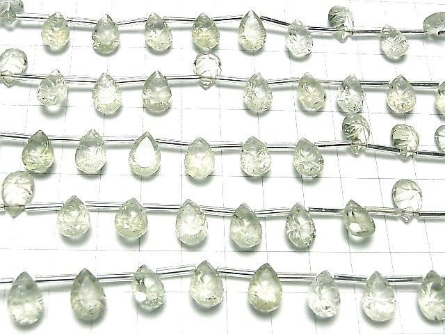 [Video] High Quality Green Amethyst AAA Carved Pear Shape Faceted 12x8mm 1 Strand (8pcs)
