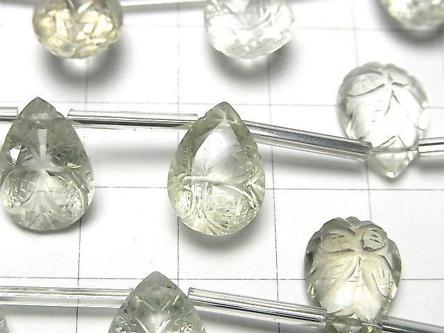 [Video] High Quality Green Amethyst AAA Carved Pear Shape Faceted 14x10mm 1 Strand (8pcs)