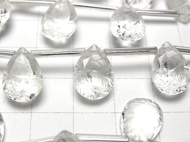 [Video]High Quality Crystal AAA Carved Pear shape Faceted 14x10mm 1strand (8pcs )