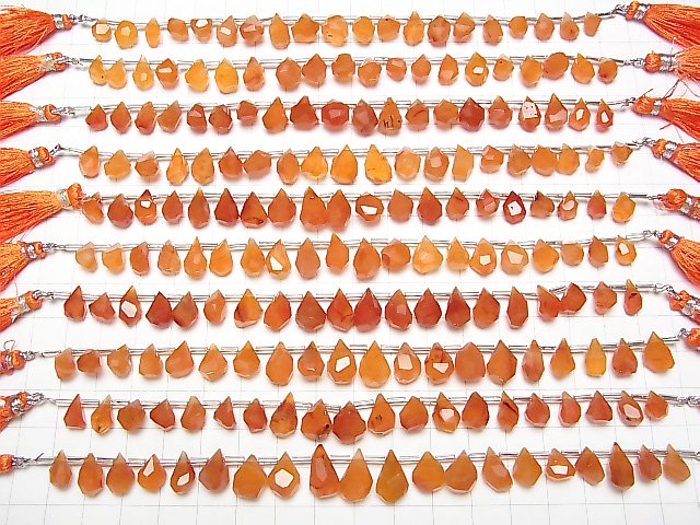 [Video]High Quality Carnelian AAA- Rough Drop Faceted Briolette 1strand (18pcs )