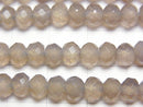 [Video] High Quality! Gray Onyx Faceted Button Rondelle 6x6x4.5mm half or 1strand beads (aprx.15inch / 38cm)