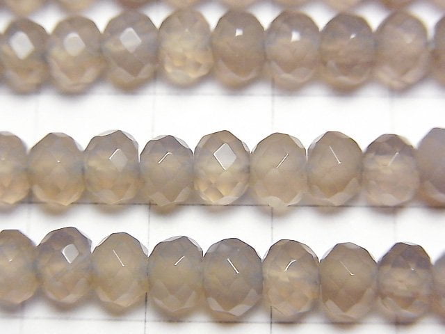 [Video] High Quality! Gray Onyx Faceted Button Roundel 6x6x4.5mm half or 1strand beads (aprx.15inch / 38cm)