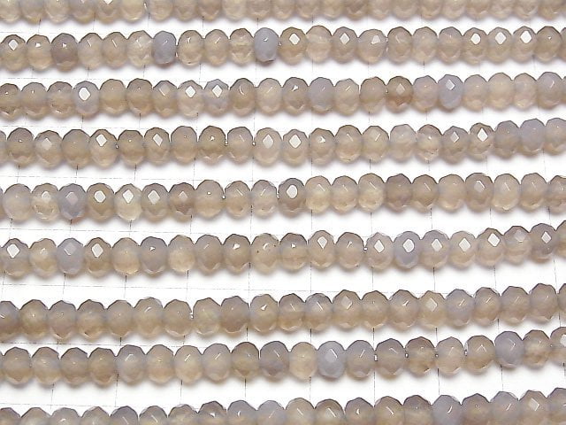 [Video] High Quality! Gray Onyx Faceted Button Rondelle 6x6x4.5mm half or 1strand beads (aprx.15inch / 38cm)