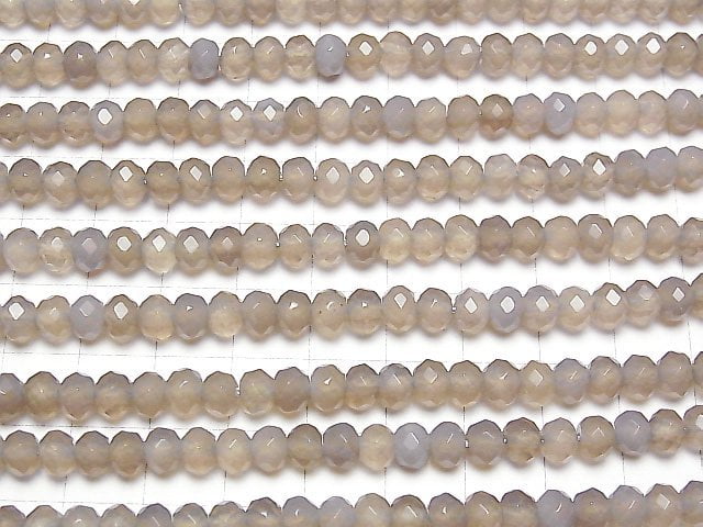 [Video] High Quality! Gray Onyx Faceted Button Roundel 6x6x4.5mm half or 1strand beads (aprx.15inch / 38cm)