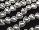 Copper Vertical Hole Heart 8x8x5mm Silver coated 1strand beads (aprx.7inch/18cm)